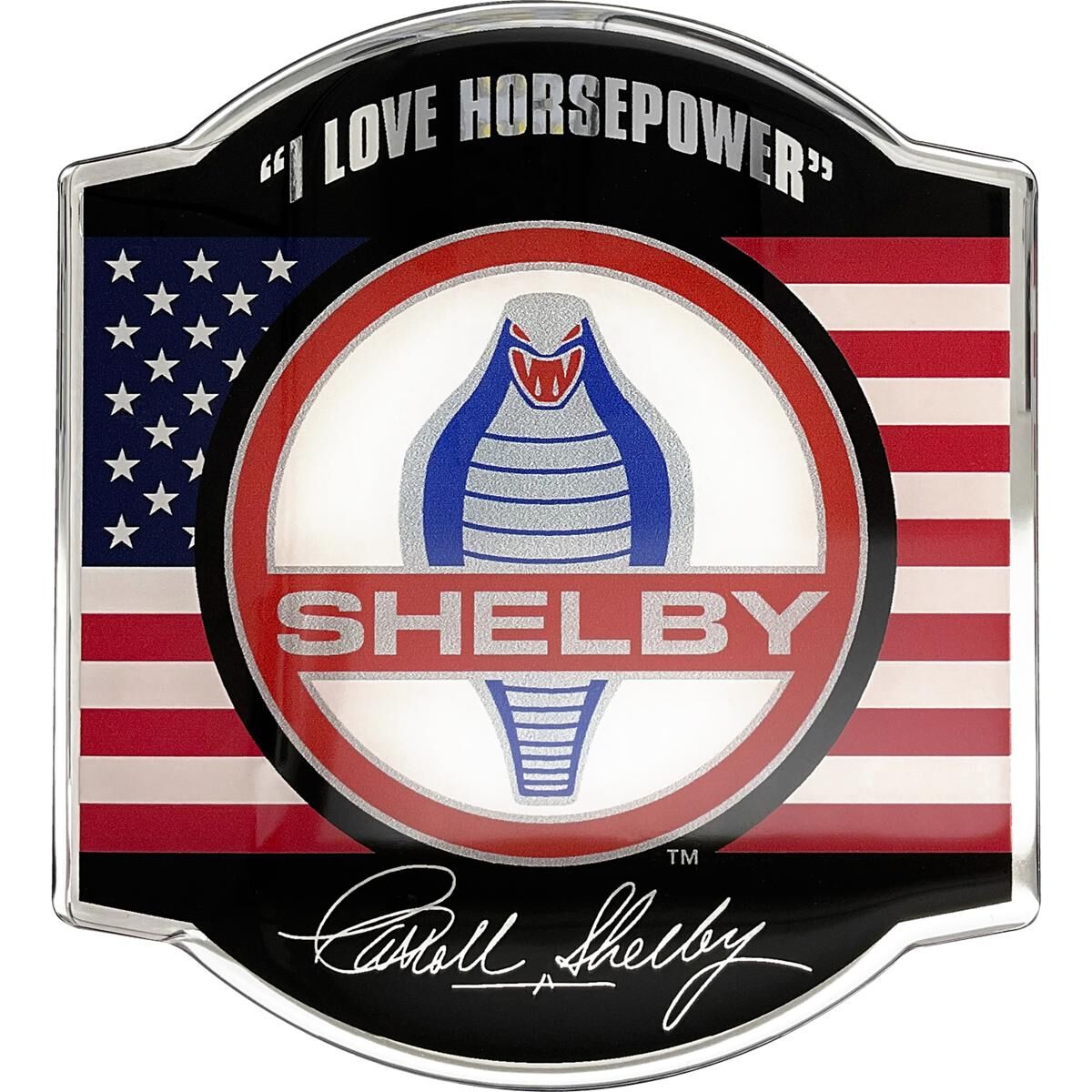 SHELBY COBRA MEDALLION LOGO CAR DECAL (COLOUR/CHROME), , scaau_hi-res