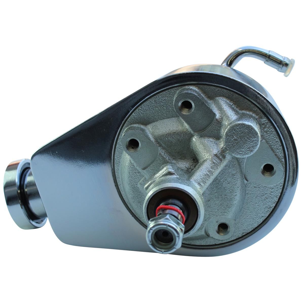 Power Steering Pump Chrome Chev Saginaw Style 1955-72, , scaau_hi-res