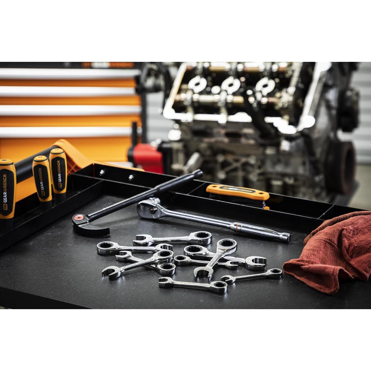 10 PIECE 90-TOOTH 12 POINT METRIC STUBBY RATCHETING COMBINATION WRENCH SET, , scaau_hi-res