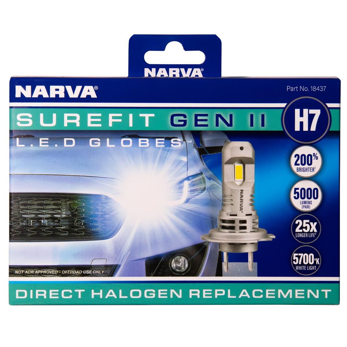 NARVA H7 SUREFIT LED GLOBES GEN II, , scaau_hi-res