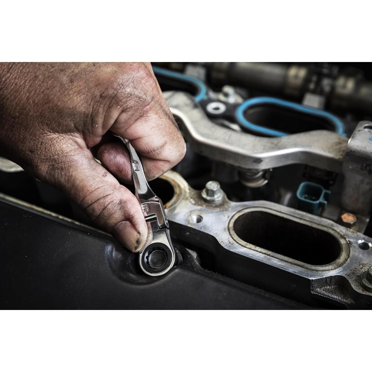 10 PIECE 90-TOOTH 12 POINT METRIC STUBBY FLEX RATCHETING COMBINATION WRENCH SET, , scaau_hi-res