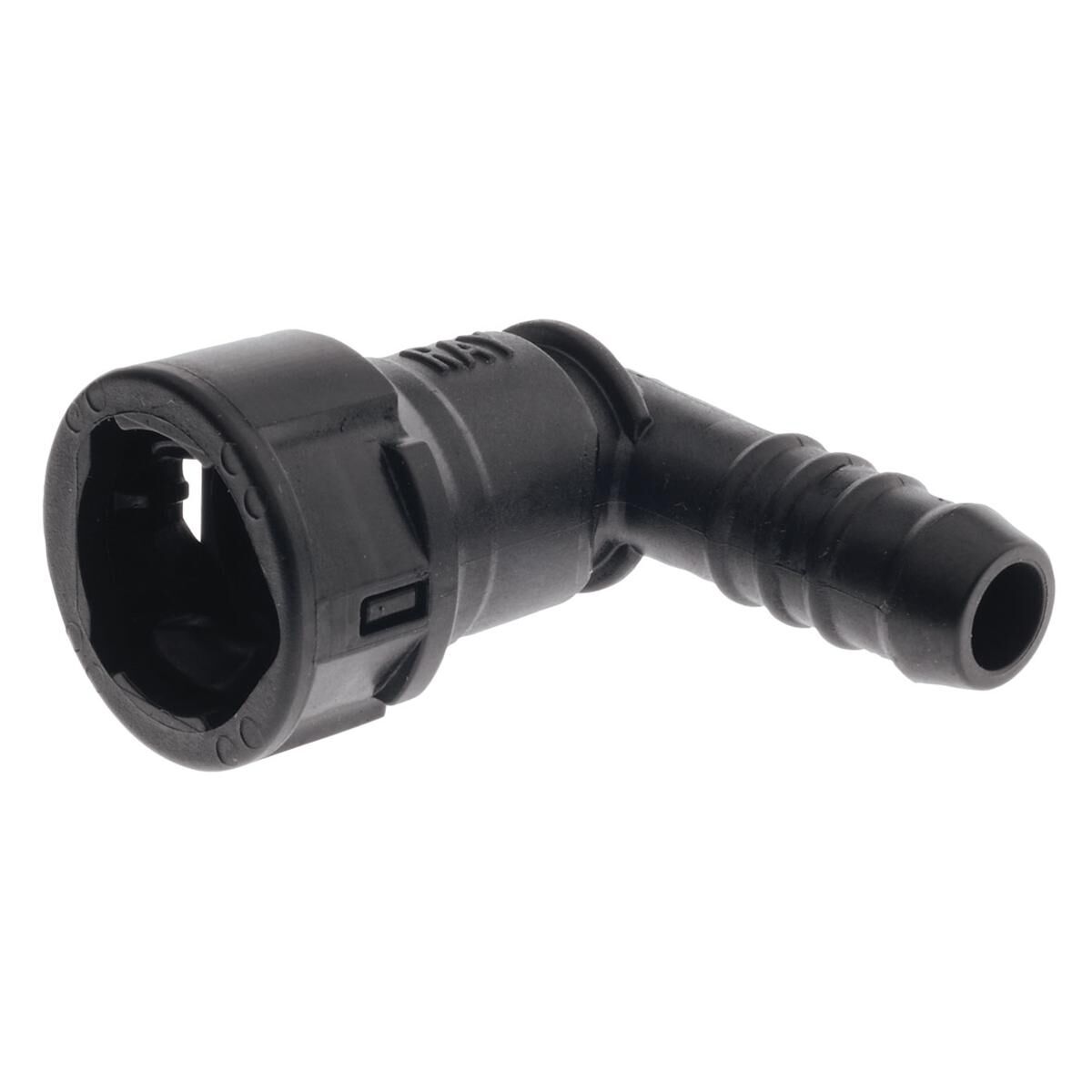 GM FEMALE EFI 90 DEG ADAPTOR 5/16 TUBE TO 5/16 BARB PLASTIC, , scaau_hi-res