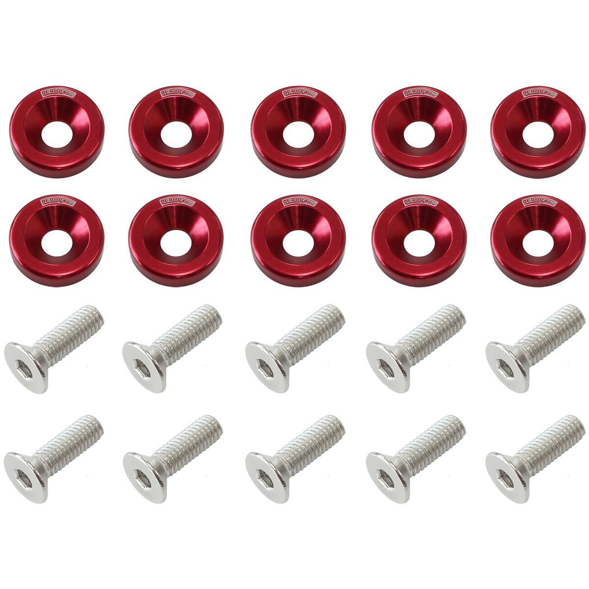 BILLET DRESS UP FENDER BOLT 10 PACK 1/4 UNC UHL 25MM RED, , scaau_hi-res