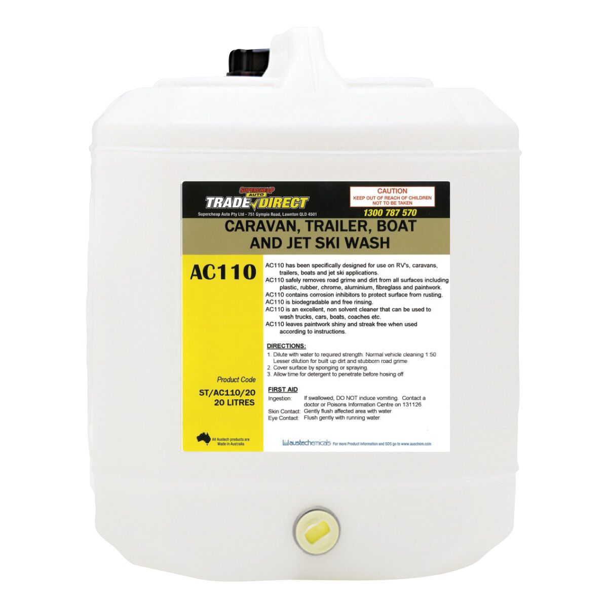 Caravan, Trailer, Boat and Jet ski Wash - 20L Plastic Cube, , scaau_hi-res