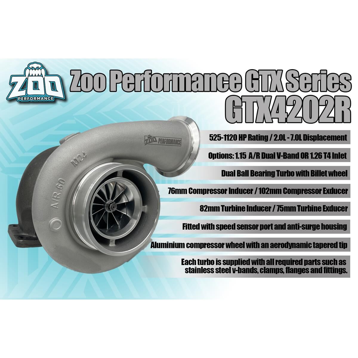 GTX42 SERIES 76MM TURBO 1120HP 1.26 A/R T4 INLET, , scaau_hi-res