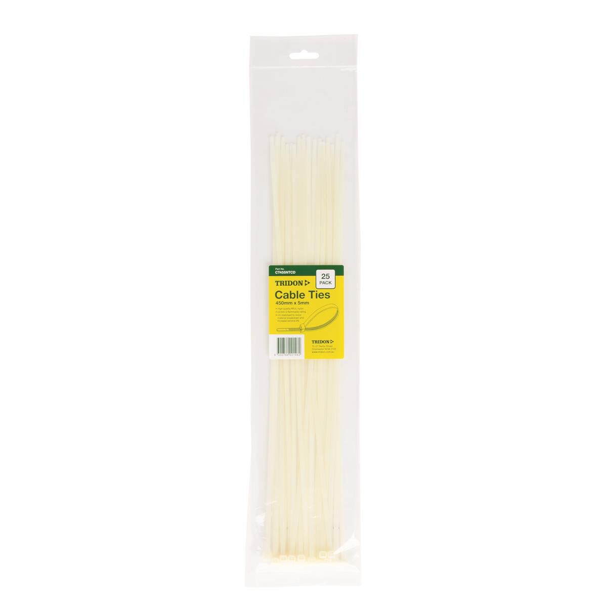 TRIDON CABLE TIE NATURAL 450X5MM PK25, , scaau_hi-res