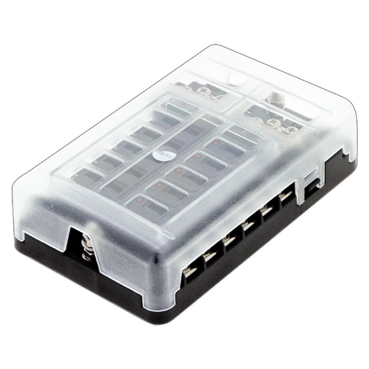 12 WAY BLADE FUSE/DISTRIBUTION BOX WITH RED LEDS - FUSES & CIRCUIT BREAKERS, , scaau_hi-res