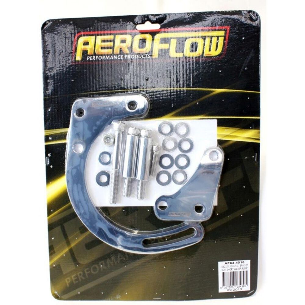 Aeroflow Chrome Low Mount Alternator Bracket SBC short water pump
