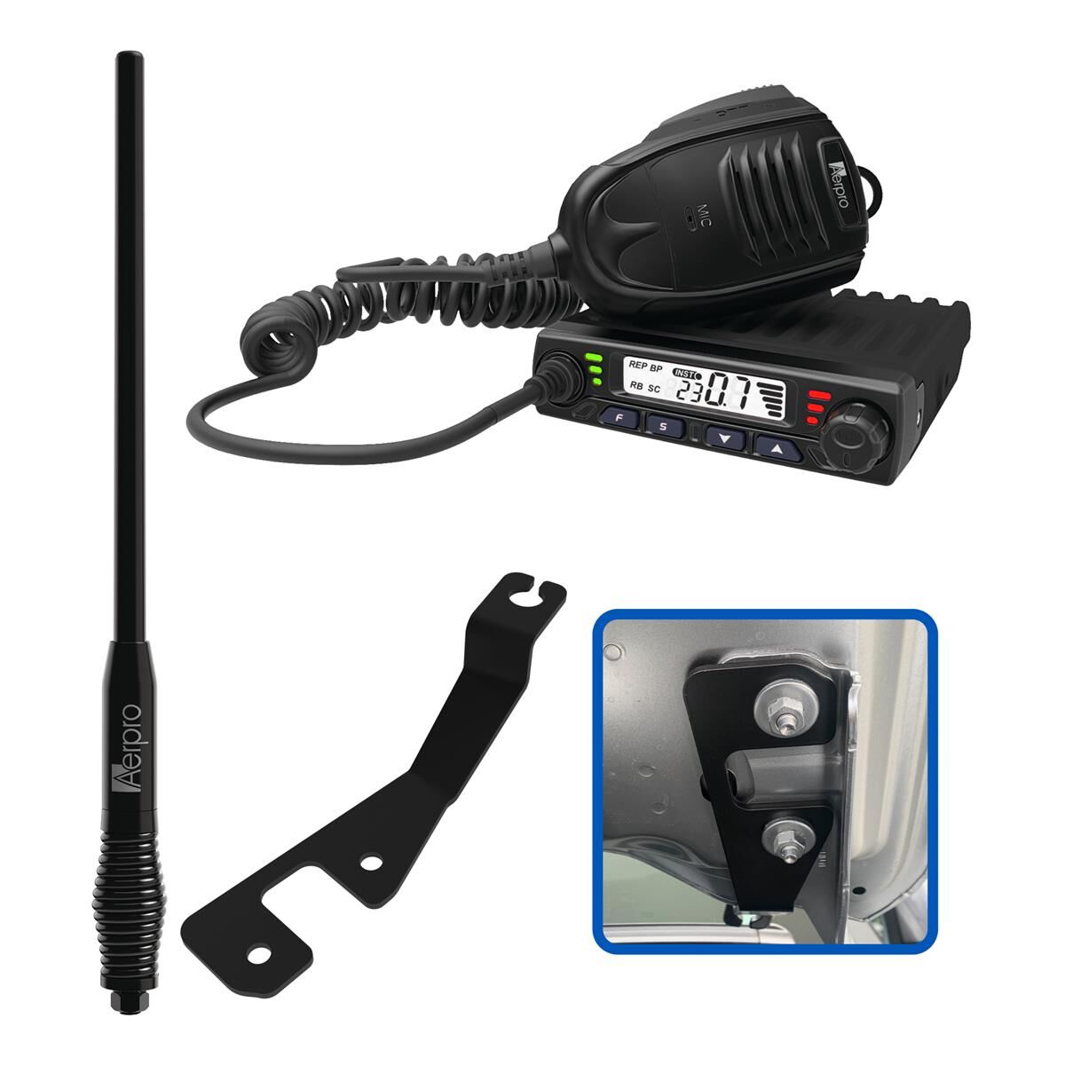 COMPACT 5W UHF CB KIT TO SUIT FORD RANGER 2022-ON, , scaau_hi-res