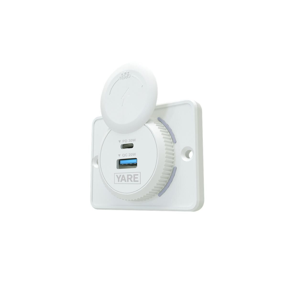 FLUSH MOUNT DUAL USB CHARGER 12/24V USB-C/USB-A Output 30W/20W WHITE - FMC3020CAW, , scaau_hi-res