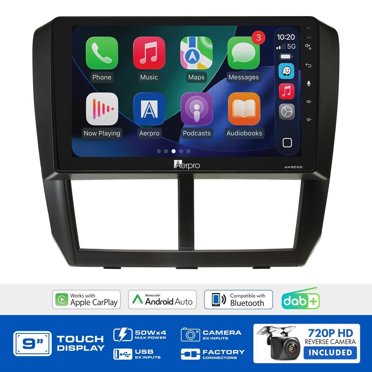 AERPRO 9" MULTIMEDIA RECEIVER HEAD UNIT KIT TO SUIT SUBARU FORESTER (2011-2012) IMPREZA (2011) & WRX (2011-2014) - WITHOUT NAVIGATION WITH PHONE BUTTONS - AMDSU6, , scaau_hi-res