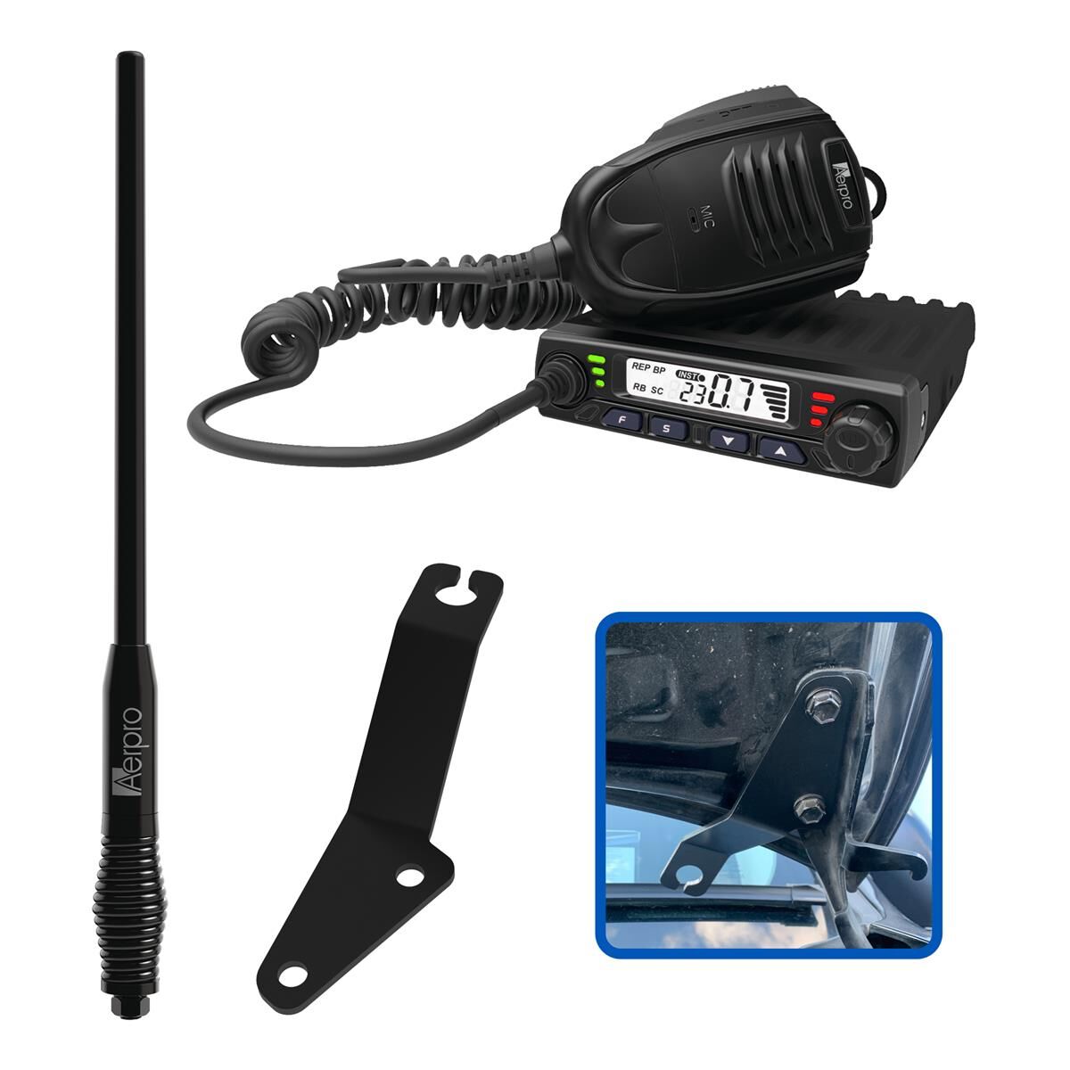COMPACT 5W UHF CB KIT TO SUIT TOYOTA PRADO 2009-2017, , scaau_hi-res