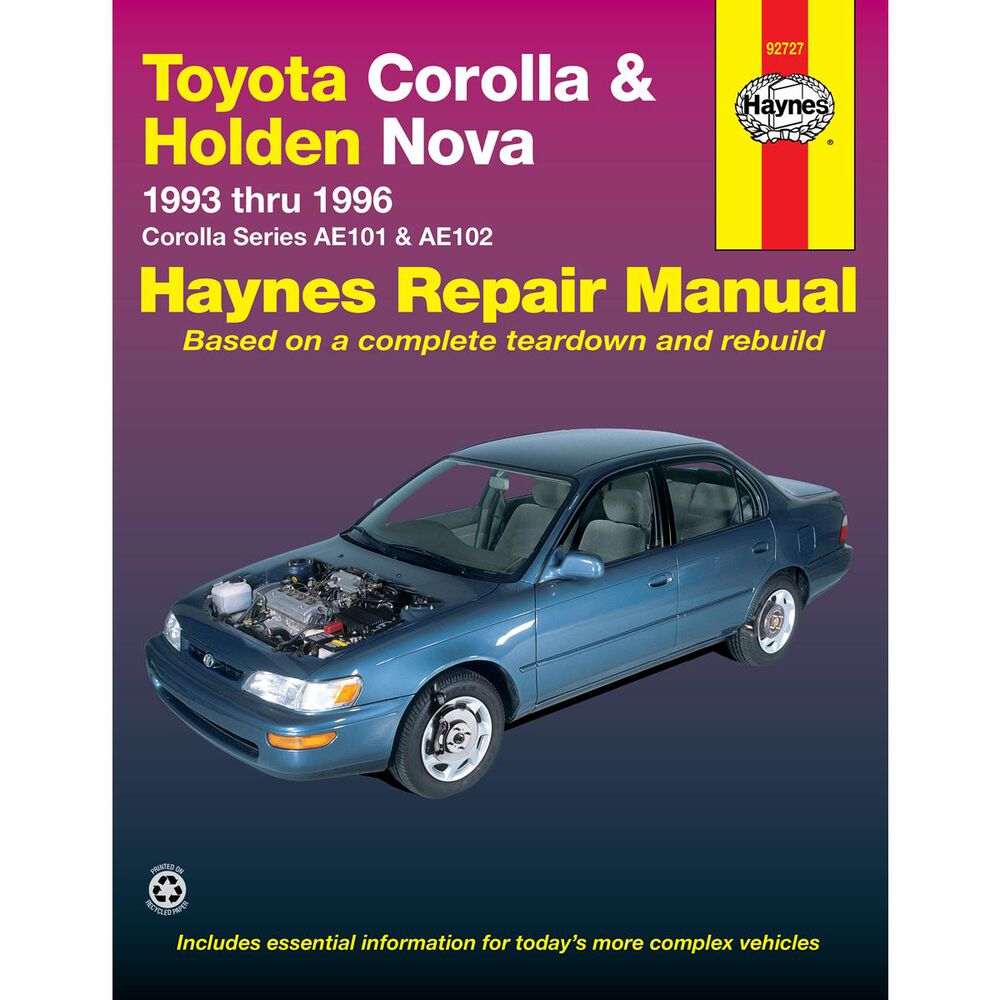 Haynes Repair Manual Toyota Corolla AE101, AE102 19931996/Holden