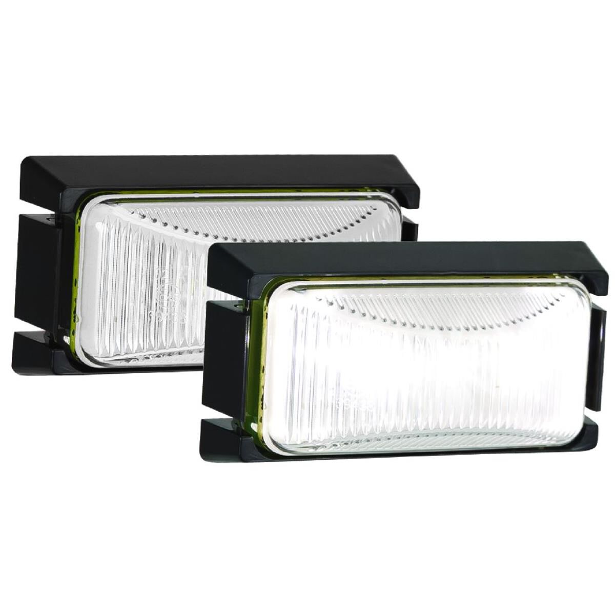 LED FRONT END OUTLINE MARKER LAMP WHITE 12/24V, BLACK BASE 74 x 38 x 26mm, , scaau_hi-res