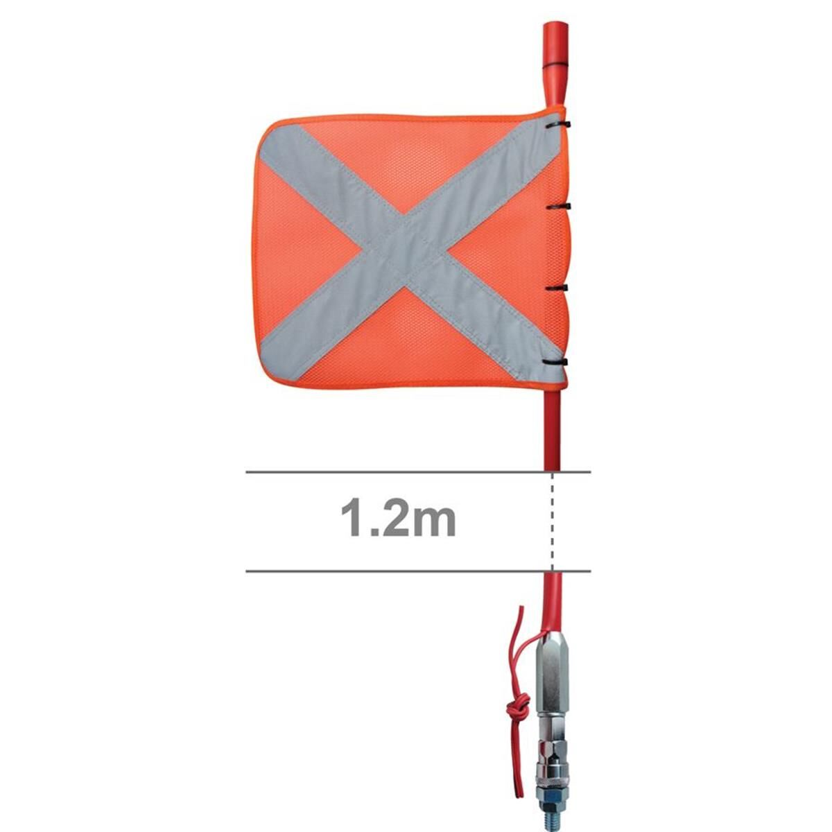 BUGGY WHIP 1.2M M/V LED, REFL CROSS FLAG W/- Q/REL MNT BASE, , scaau_hi-res