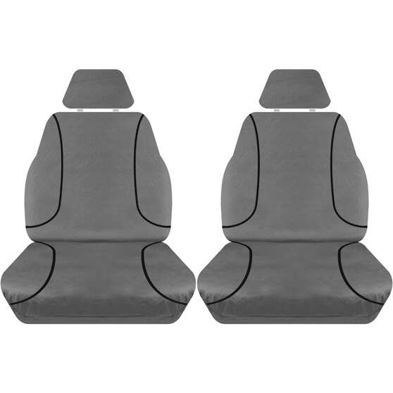 Tradies Canvas Ready Made Seat Covers Front, Grey, Suits Amarok