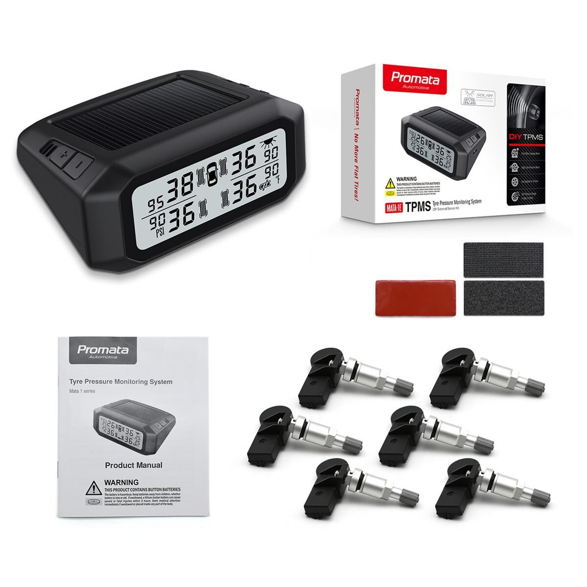 Promata Mata 1 EZsync Wireless Pairing Tyre Pressure Monitor - 6 Internal Sensors 10 Meters 10 Meters, , scaau_hi-res