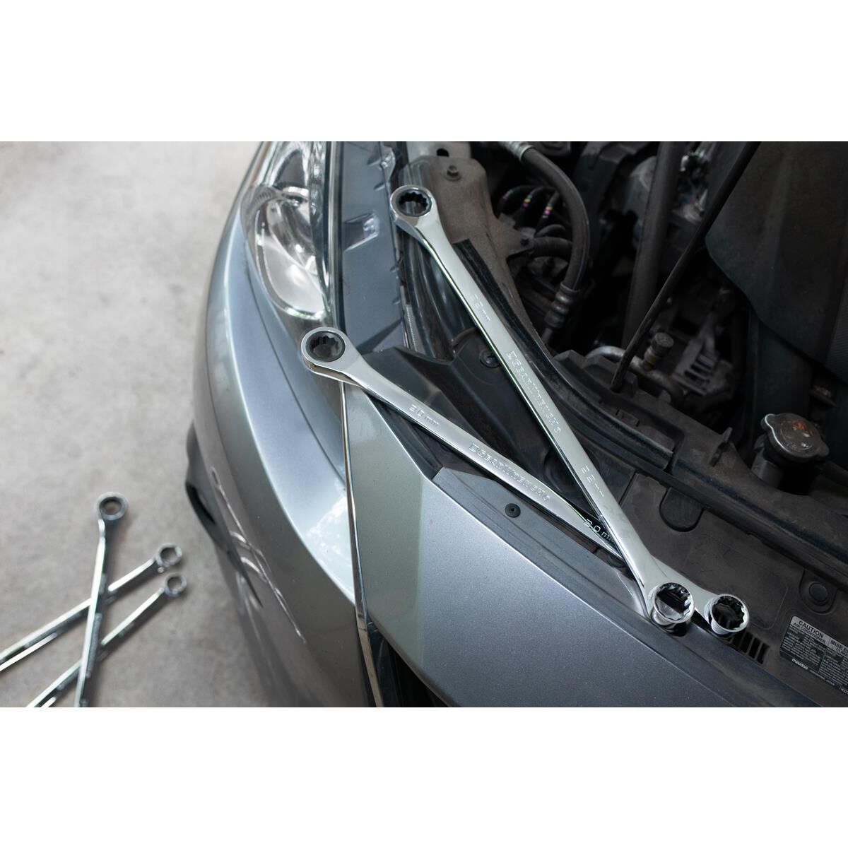 WRENCH SET DOUBLE BOX RATCHETING XL TRAY MET 5PC, , scaau_hi-res