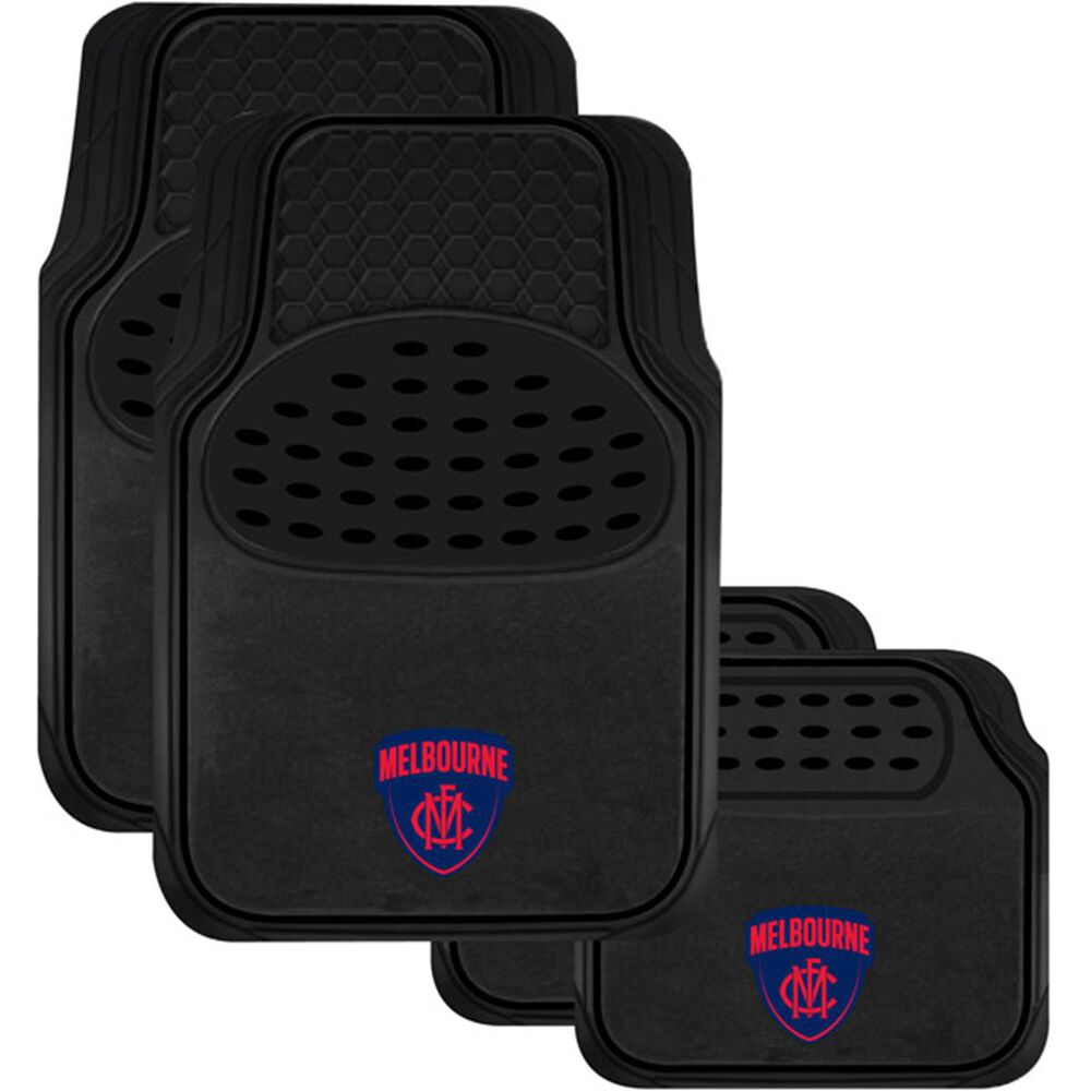 AFL Floor Mats Melbourne Football Club, Combo Rubber/Carpet, Black
