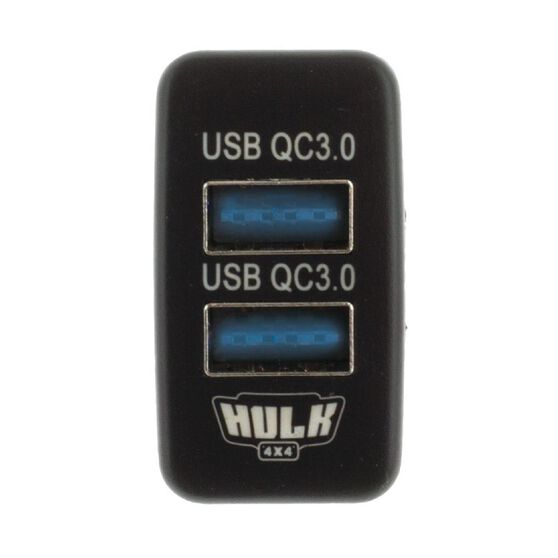 DUAL USB SOCKET QC3 OE RPL T/S EARLY TOYOTA BLUE LED 40 x 22mm, , scaau_hi-res