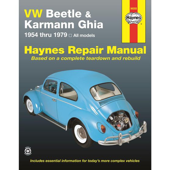 VW BEETLE & KARMANN GHIA HAYNES REPAIR MANUAL FOR 1954 THRU 1979, , scaau_hi-res