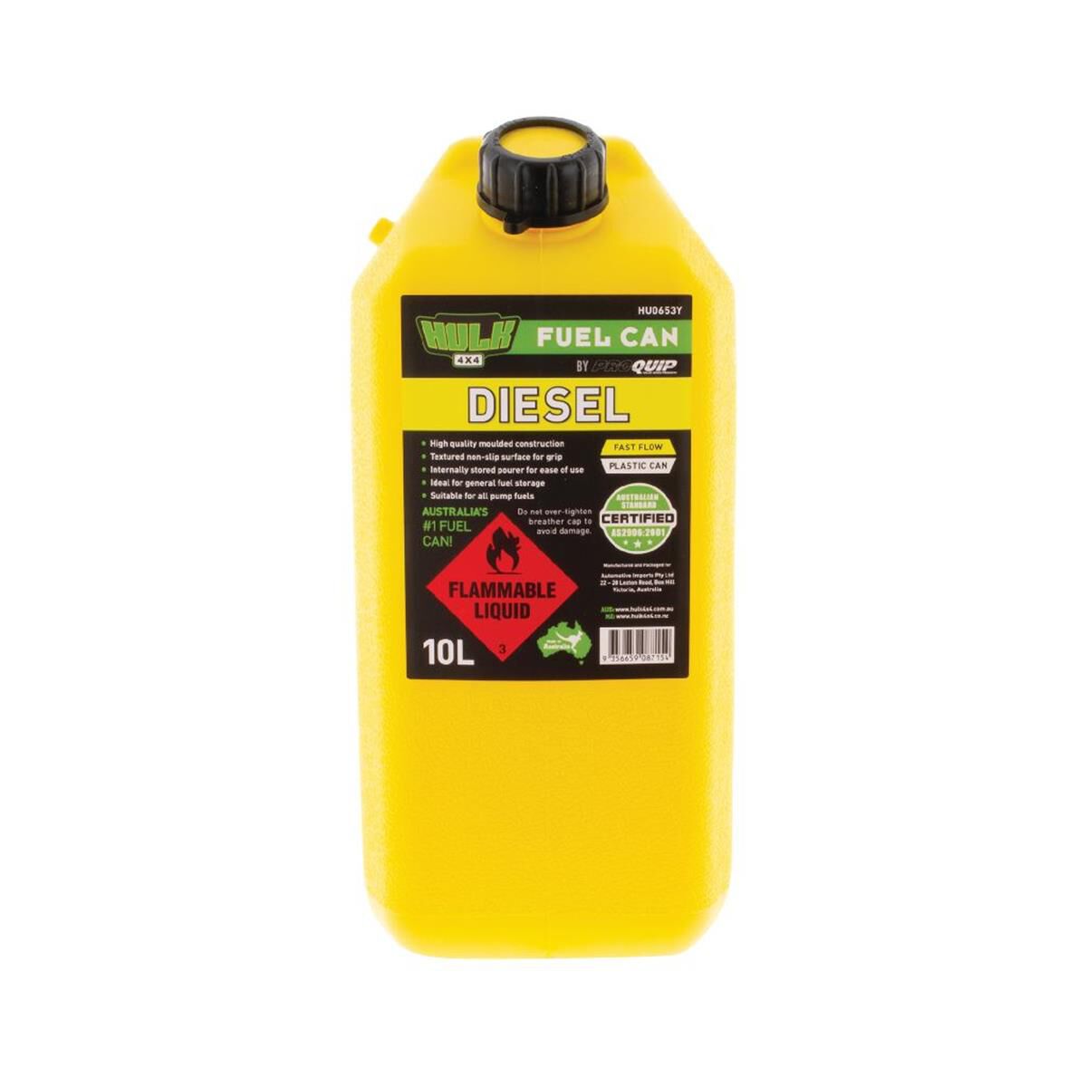 FAST FLOW PLASTIC FUEL CAN 10LT DIESEL YELLOW, , scaau_hi-res