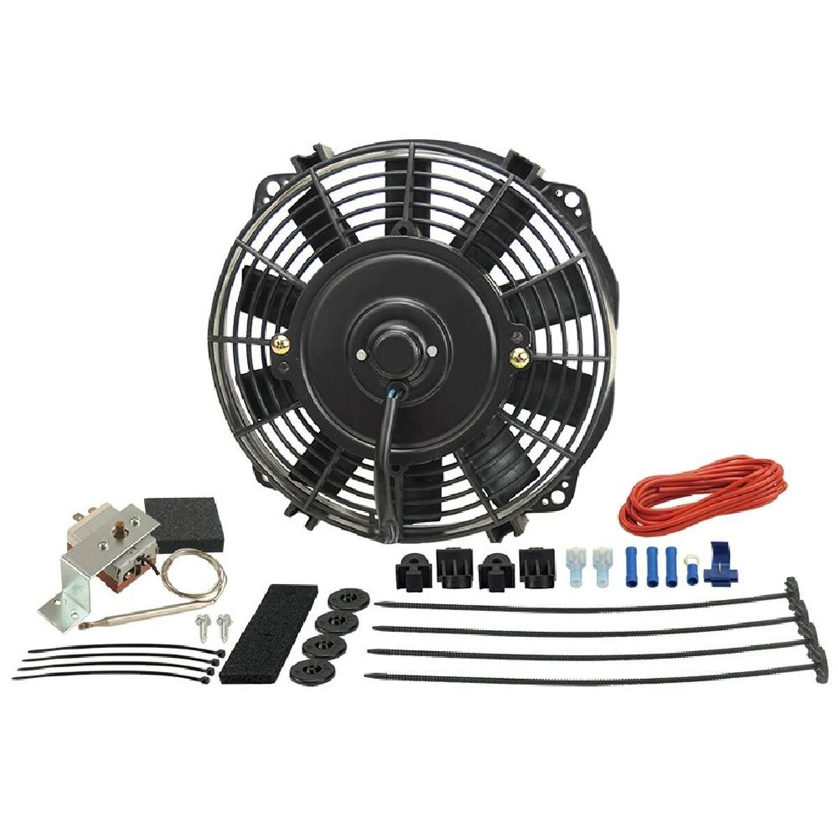 Dyno-Cool Straight Blade Elect. Fan/Thrmostat Kit 9 Inch, , scaau_hi-res