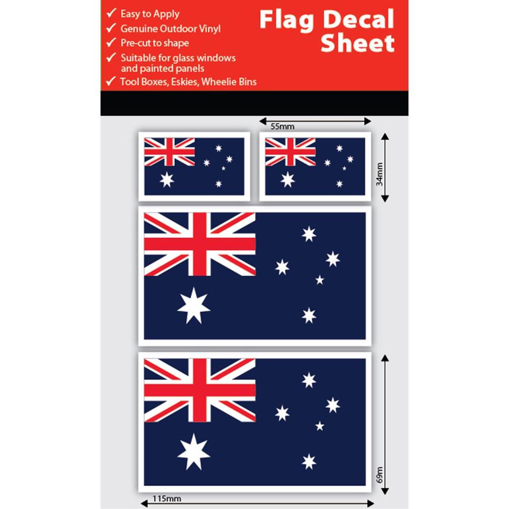 Fantastic Stickers Australia Flag Decals Sheet B-FS-AUS