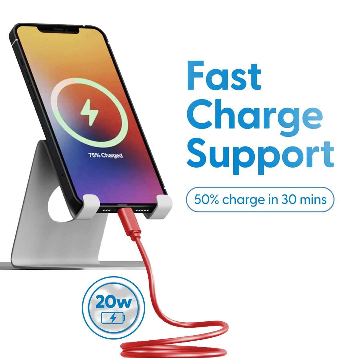 LASER MFI LIGHTNING CABLE 2 PACK &ndash; RED/BLUE, 2M, FAST CHARGE & SYNC, , scaau_hi-res