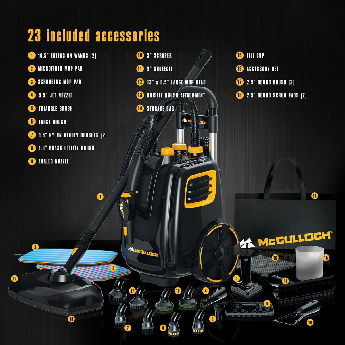 MCCULLOCH MC1385 DELUXE CANISTER STEAM CLEANER, , scaau_hi-res