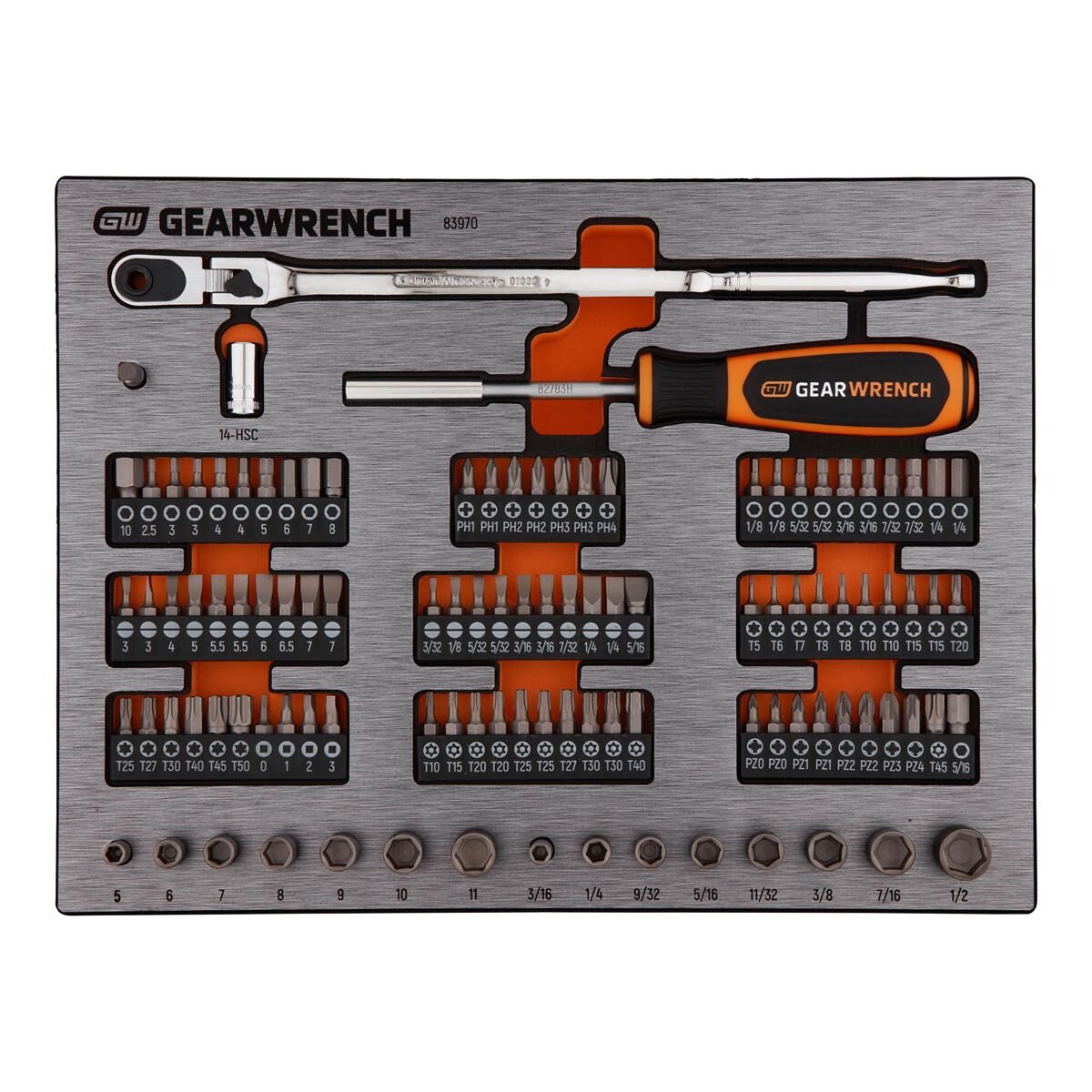 106 PIECE 1/4" DRIVE MICRO BITS EVA TRAY SET, , scaau_hi-res