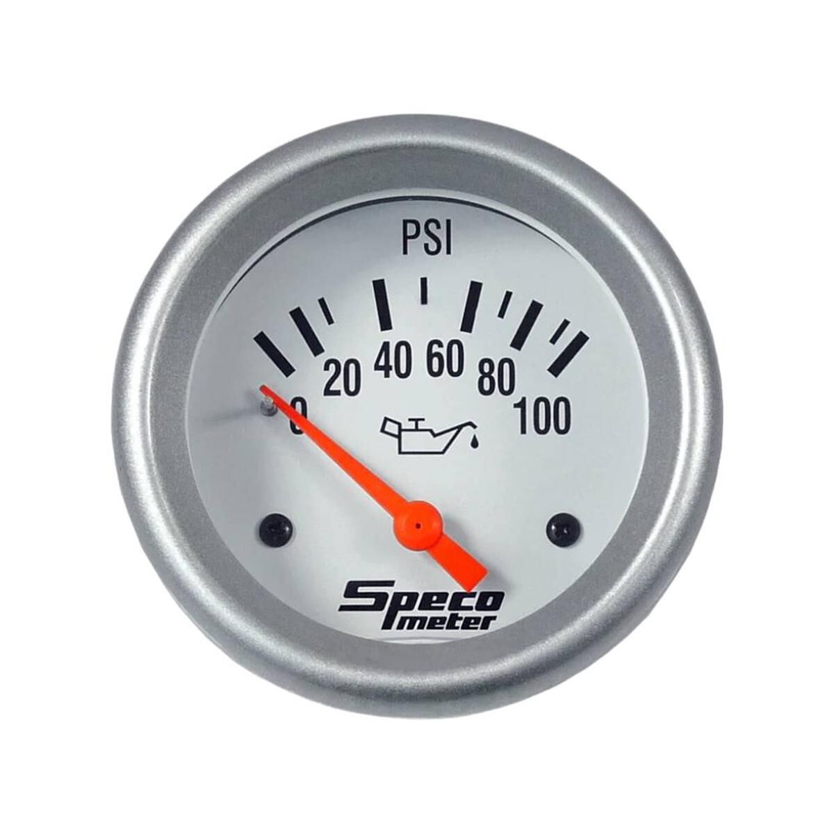 2-5/8" ELECTRIC 100 PSI OIL PRESSURE GAUGE WITH SENDER - WHITE DIAL SILVER BEZEL, , scaau_hi-res