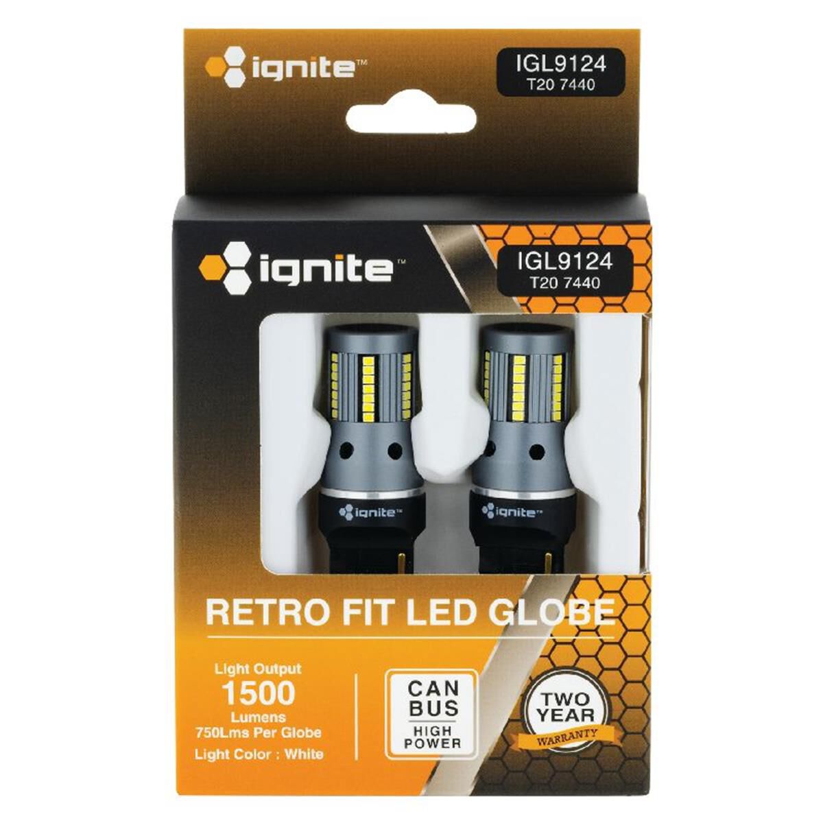 PKT 2 LED SIGNALLING GLOBE12v T20 WEDGE CANBUS WHITE1500 LUMENS, , scaau_hi-res