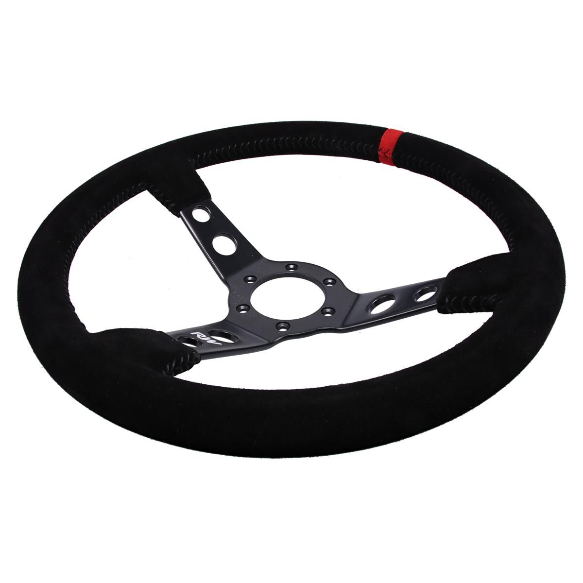 350MM SUEDE STEERING WHEEL DISHED WITH BLACK STITCHING, , scaau_hi-res