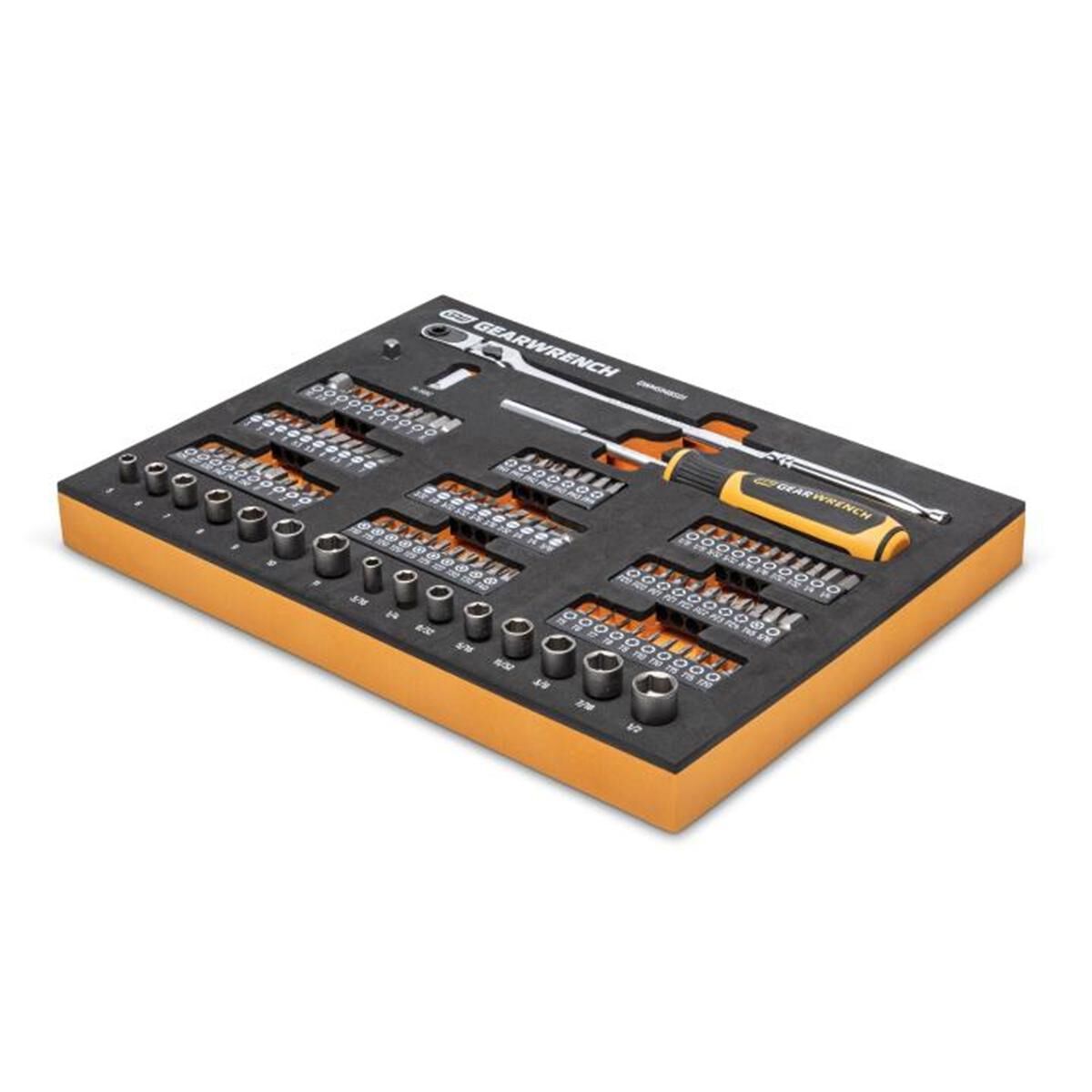 105 PIECE 1/4&rdquo; DRIVE SLIM HEAD MECHANICS TOOL SET IN FOAM STORAGE TRAY, , scaau_hi-res