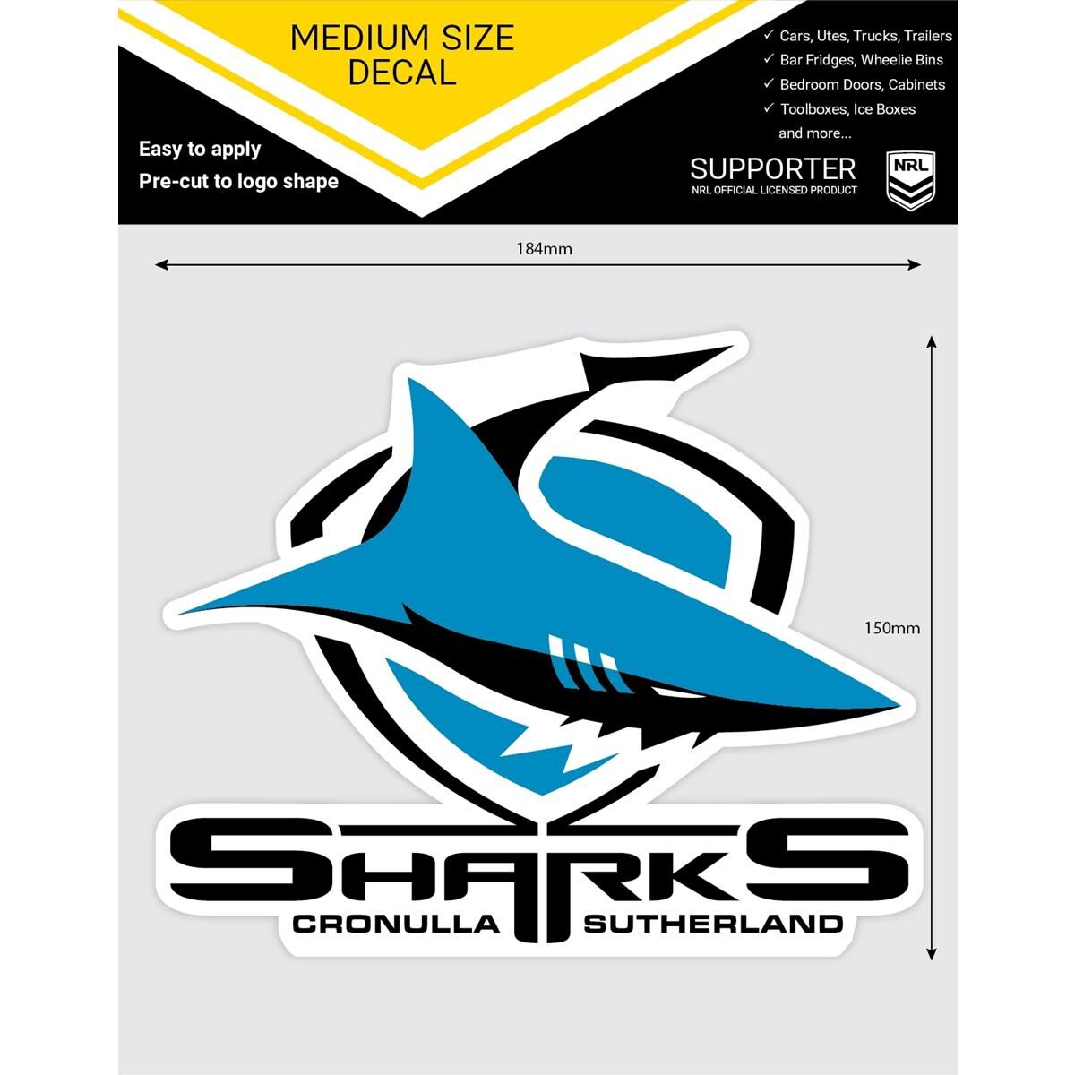 SHARKS MEDIUM SIZE DECAL, , scaau_hi-res