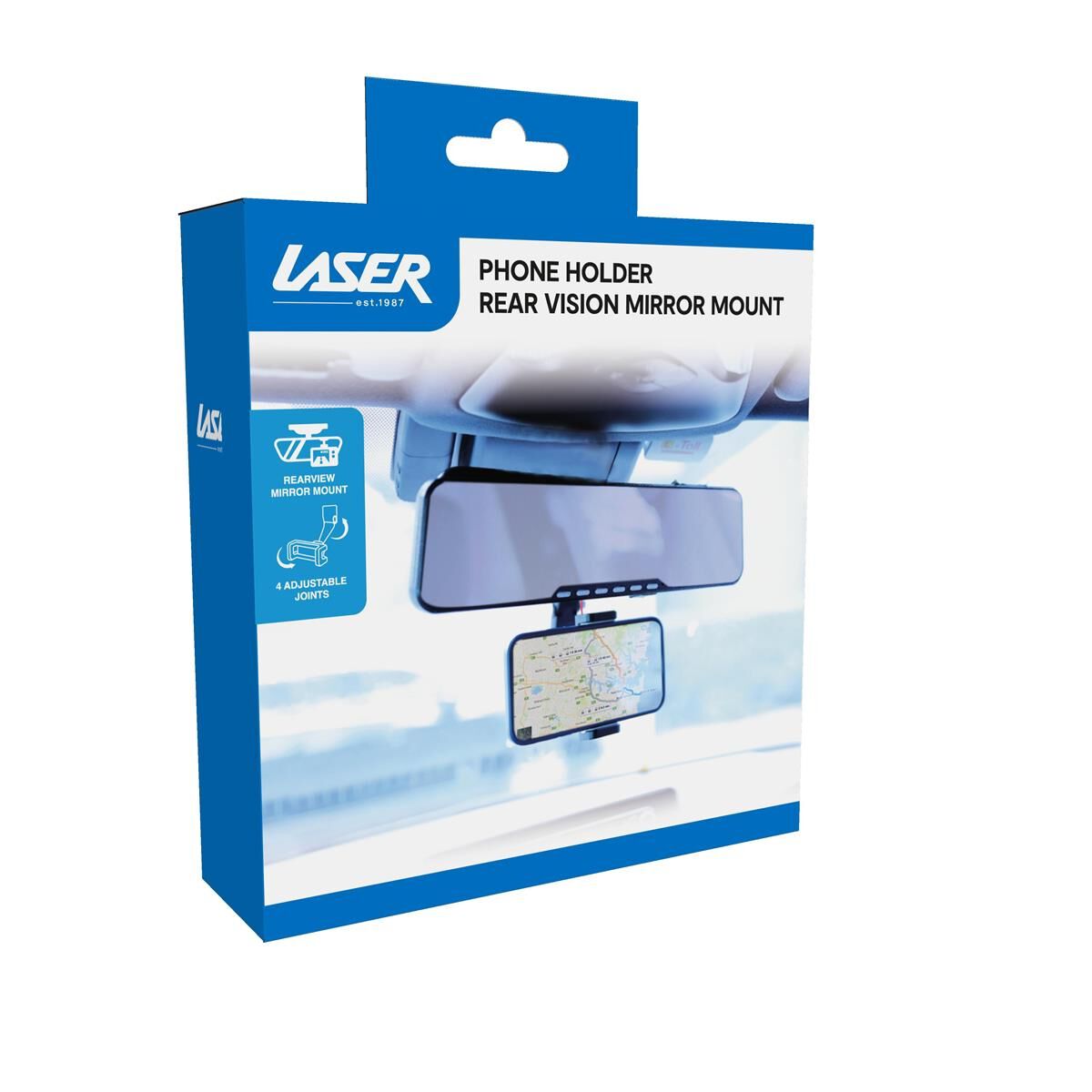 LASER REAR VIEW MIRROR PHONE HOLDER &ndash; 360&deg; ROTATION, UNIVERSAL FIT, HANDS-FREE MOUNT, , scaau_hi-res