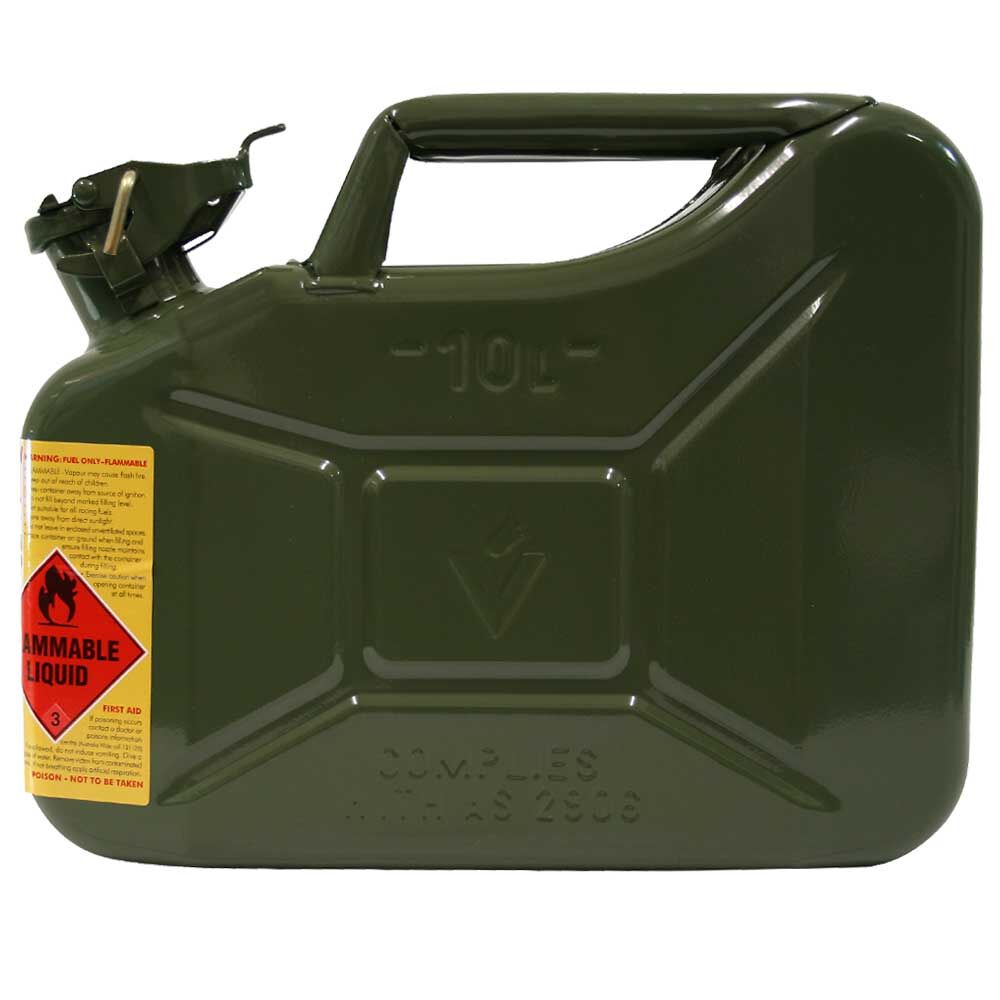 METAL JERRY CAN 10 L GREEN CARTON QTY 4, , scaau_hi-res