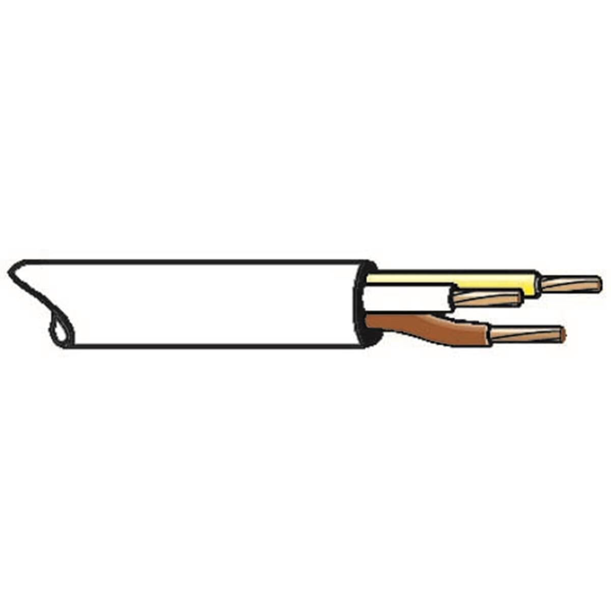 3mm THREE CORE CABLE WHITE YELL BROWN W/ BLACK SHEATH 30m, , scaau_hi-res