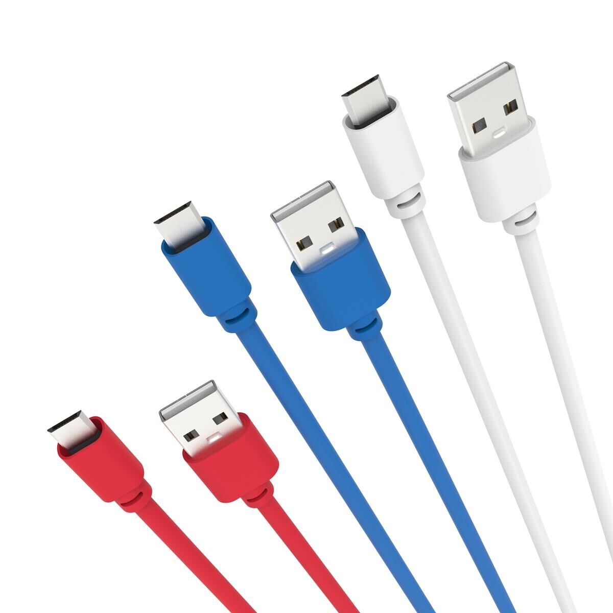 LASER MULTICOLOR MICRO USB TO USB CABLE &ndash; 3 PACK, 2M, FAST CHARGE & DATA TRANSFER, , scaau_hi-res