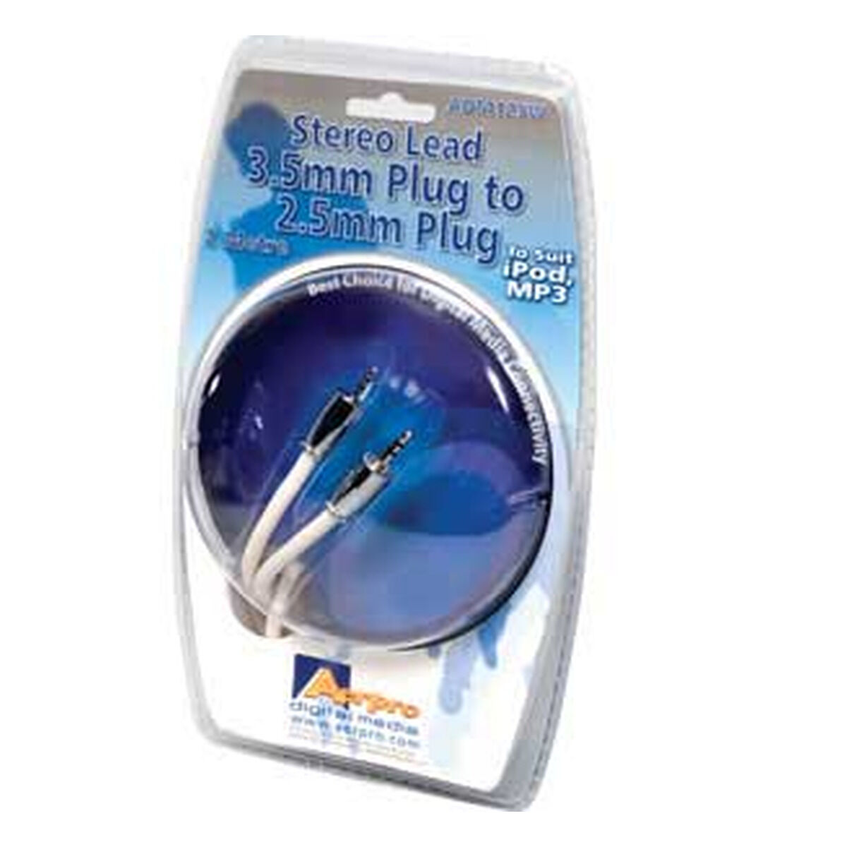 2.5MM TO 3.5MM STEREO LEAD 2 METRES WHITE, , scaau_hi-res