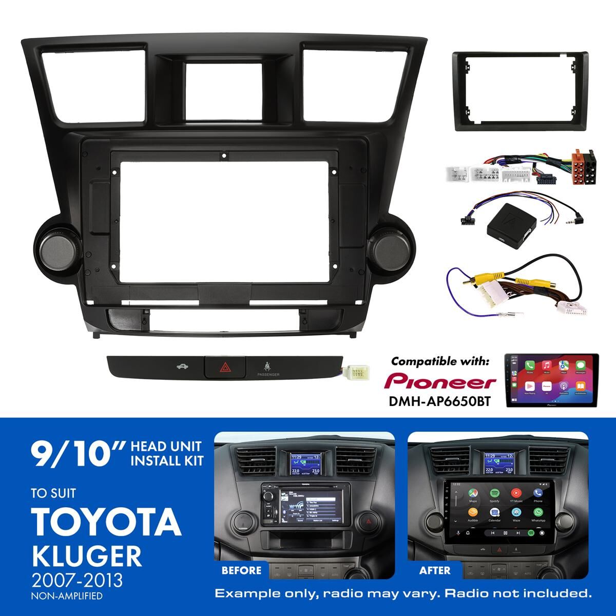 9"/10" HEAD UNIT INSTALL KIT TO SUIT TOYOTA KLUGER 2007-2013, , scaau_hi-res