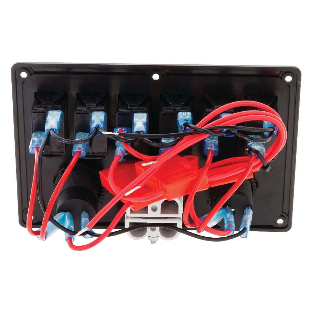 6 WAY SWITCH PANEL WITH 50A PLUGS ACC POWER SOCKET & USB, , scaau_hi-res