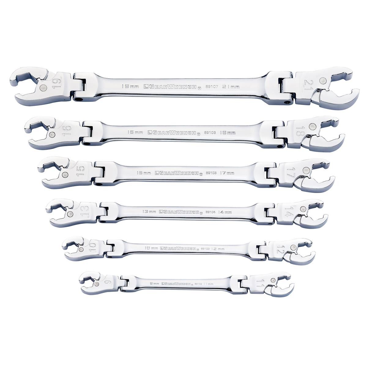 6 PIECE RATCHETING FLEX HEAD FLARE NUT METRIC WRENCH SET, , scaau_hi-res
