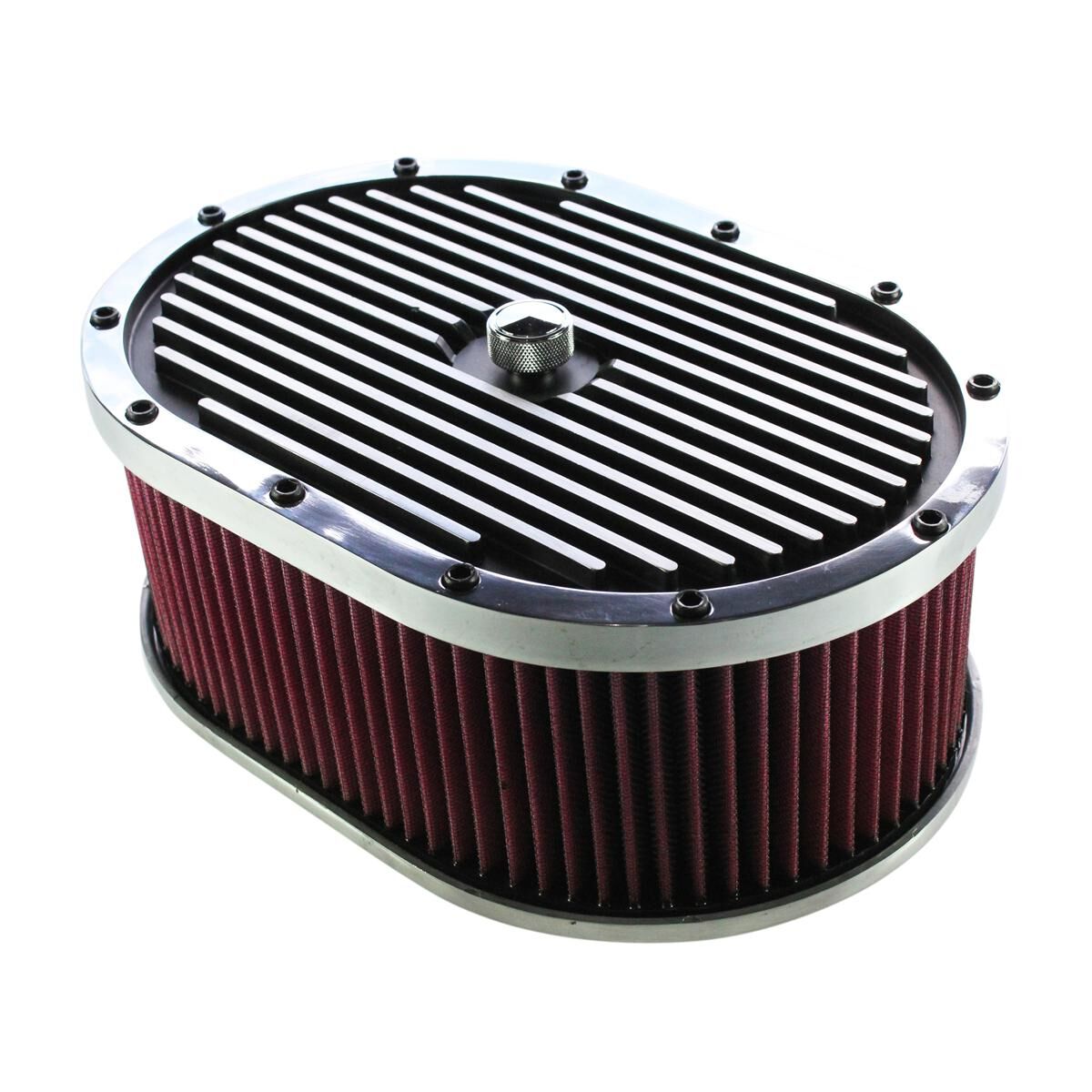 Air Cleaner 12 x 4 Oval Finned Aluminium Red Filter, , scaau_hi-res