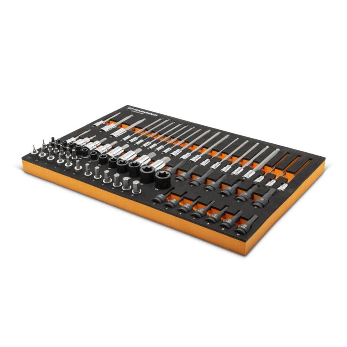 74 PIECE 1/4&rdquo;, 3/8&rdquo; & 1/2&rdquo; DRIVE METRIC BIT SOCKET SET IN FOAM STORAGE TRAY, , scaau_hi-res