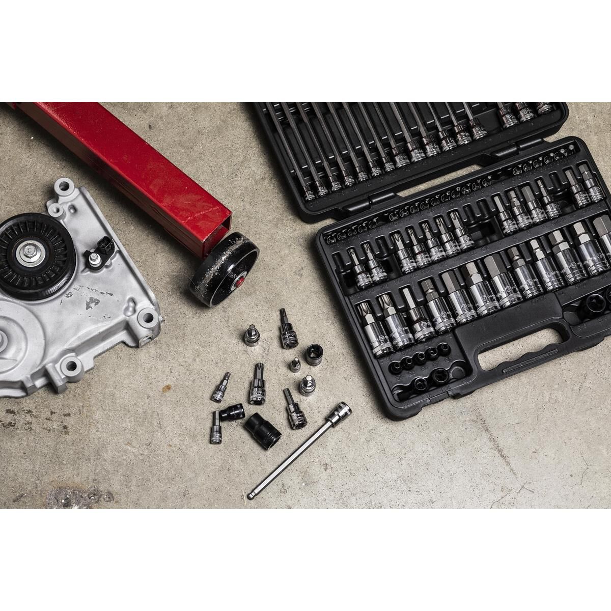 84 PC. 1/4&rdquo;, 3/8&rdquo; & 1/2&rdquo; DRIVE HEX/BALL END HEX/ TAMPER PROOF TORX&reg;/EXTERNAL TORX&reg;/TORX&reg; METRIC & SAE BIT SET, , scaau_hi-res