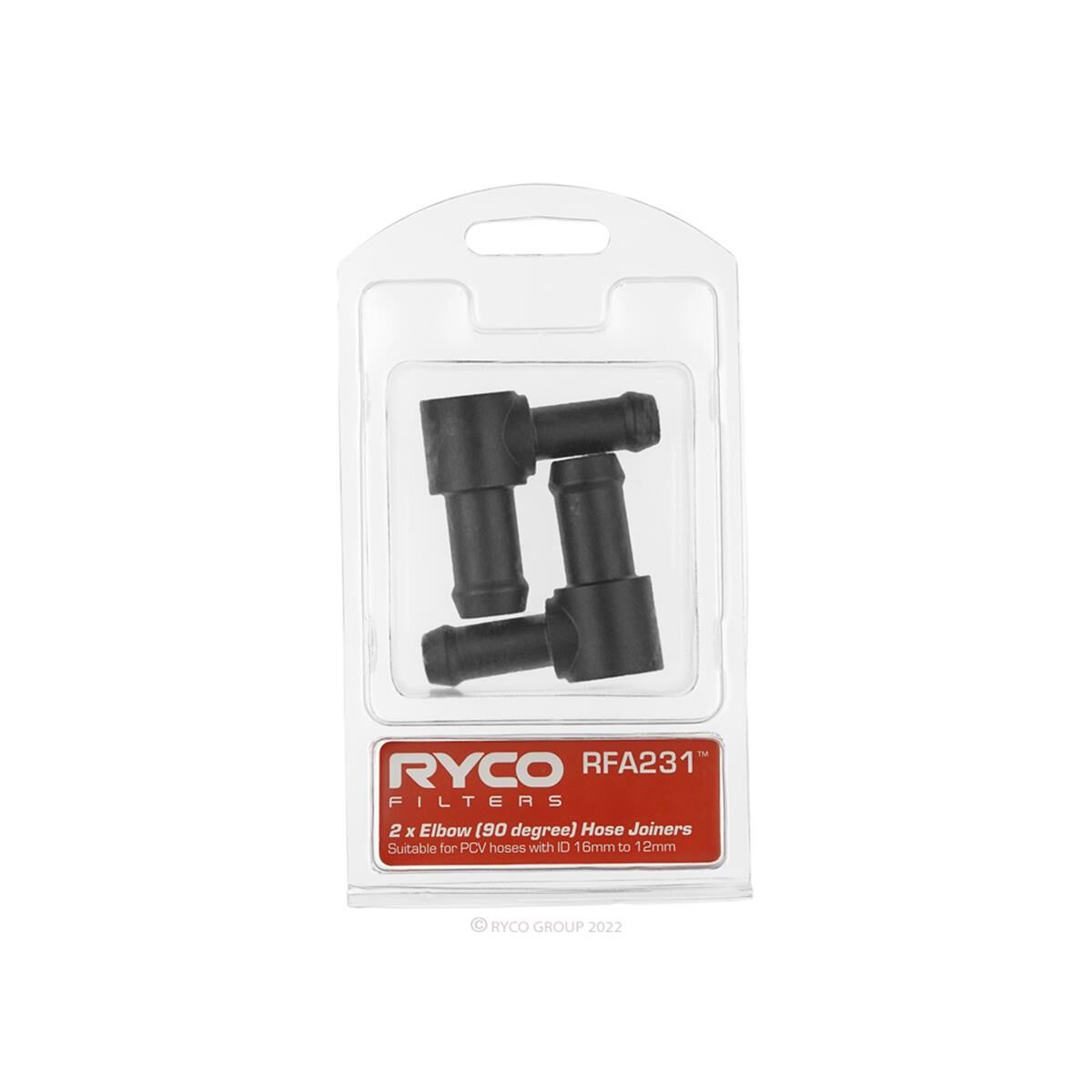 RYCO FILTER ACCESSORY HOSE JOINER 90 DEGREES 12MM TO 16MM, , scaau_hi-res