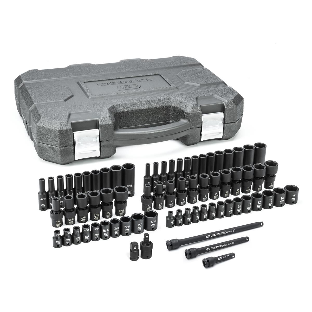 71 PC. 1/4&rdquo; DRIVE 6 POINT STANDARD & DEEP UNIVERSAL IMPACT METRIC & SAE SOCKET SET, , scaau_hi-res