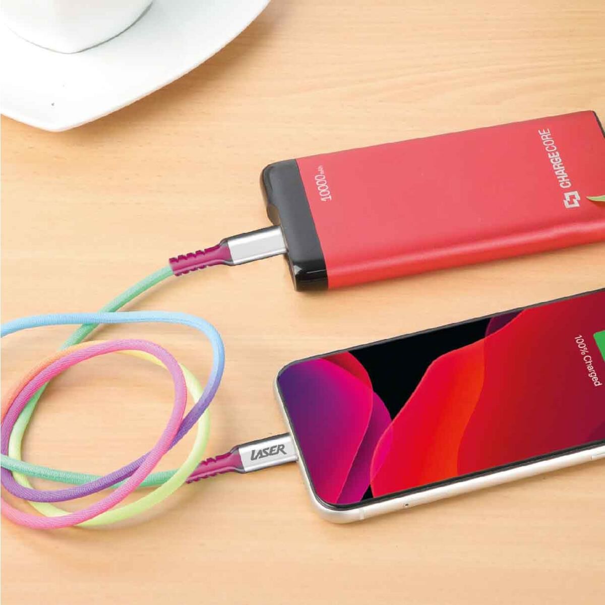 LASER USB-C TO USB-C BRAIDED CABLE - RAINBOW 2 PACK 2M | FAST CHARGE & DURABLE, , scaau_hi-res